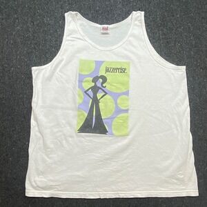 Anvil Vintage Retro Mens XL Jazzercise Graphic White Tank Top Sleeveless